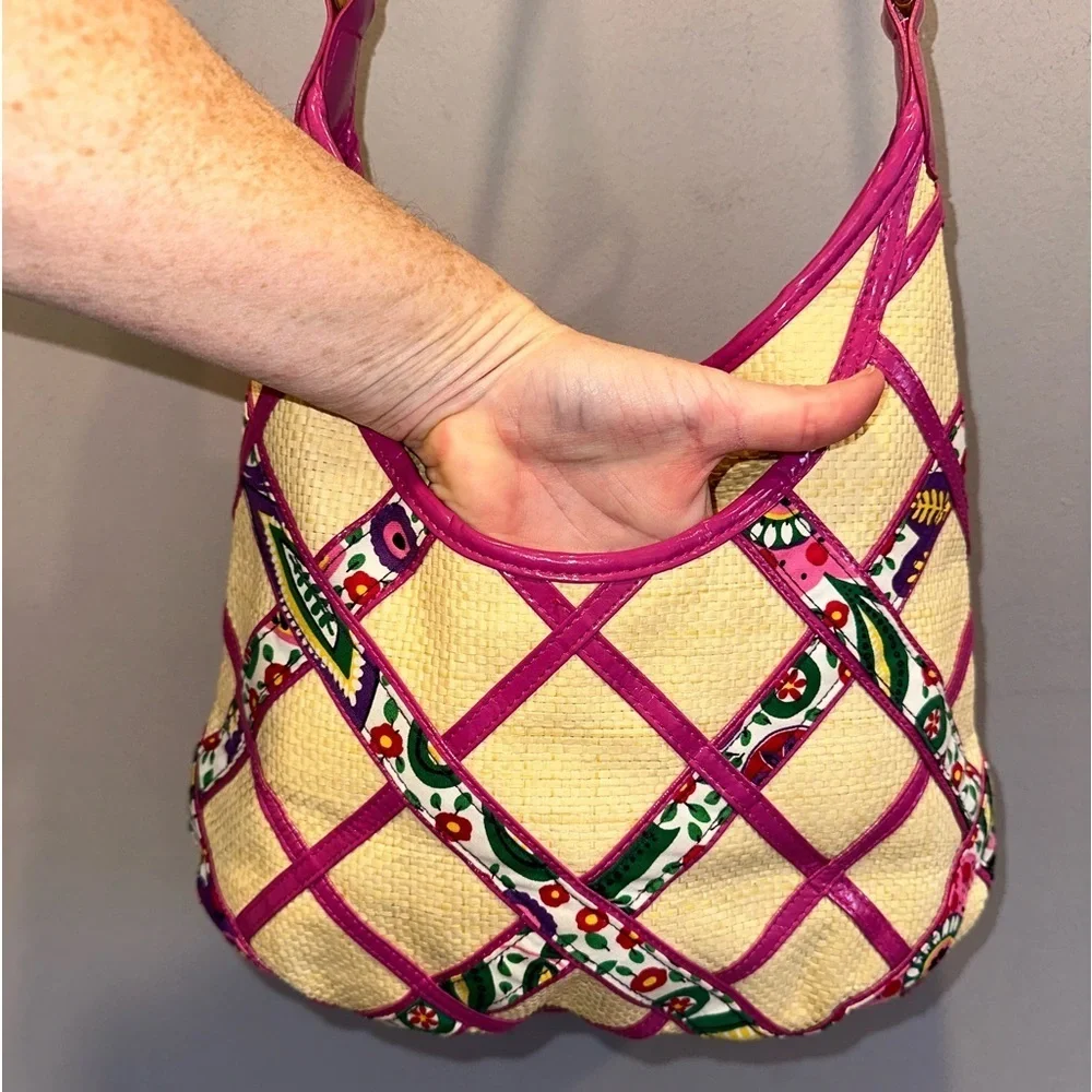 Vera Bradley Viva La Vera Straw Hobo Bag and Wristlet